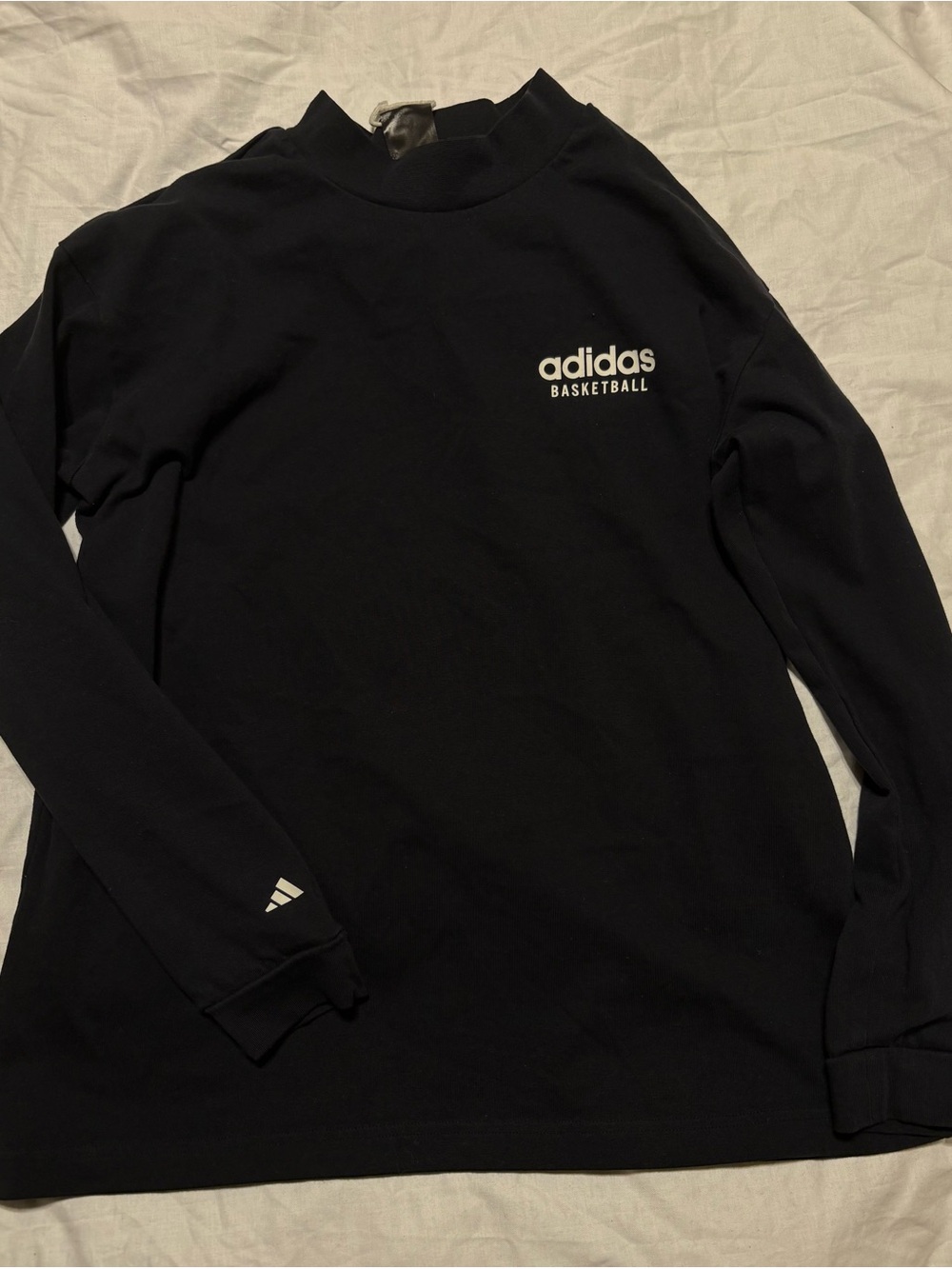 adidas Black Long Sleeve Basketball Logo Tee